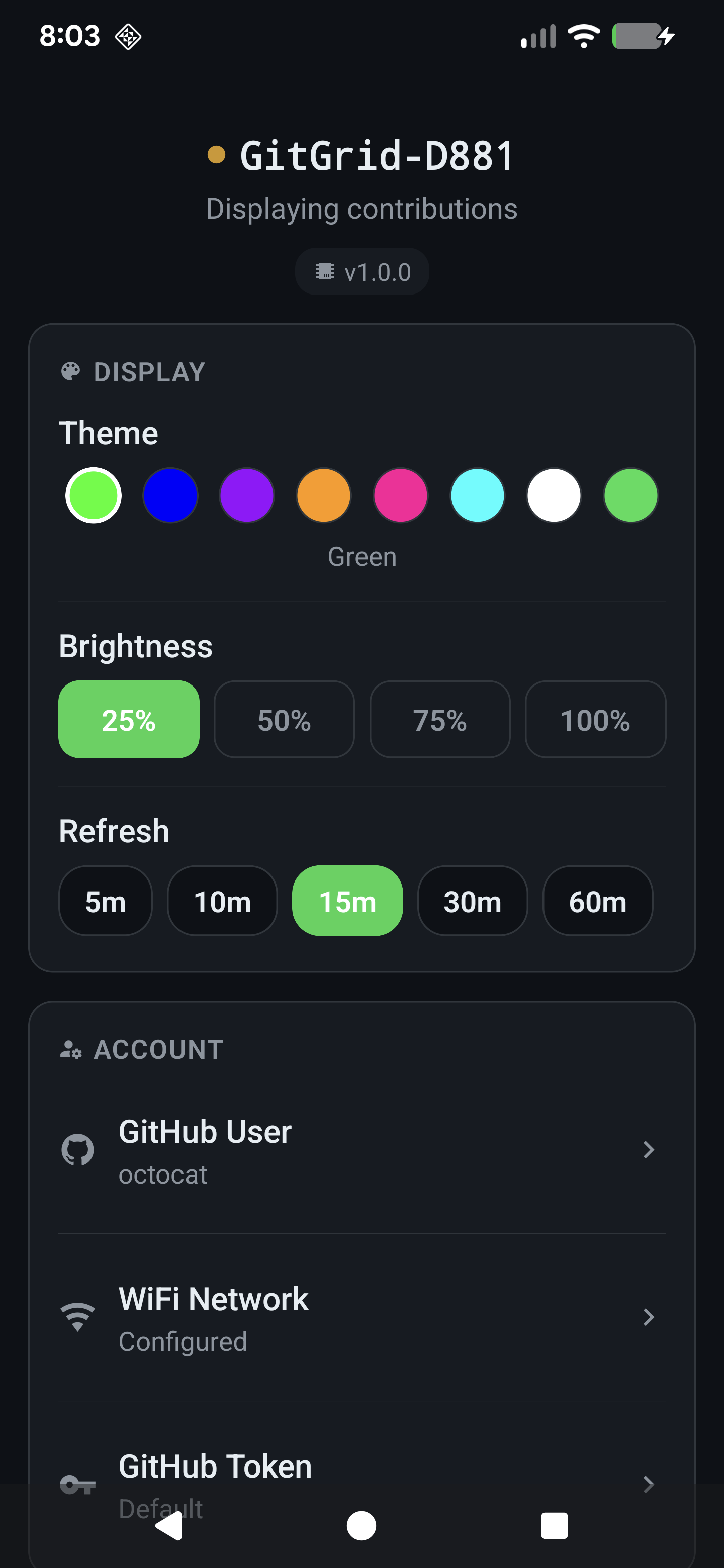 Home screen