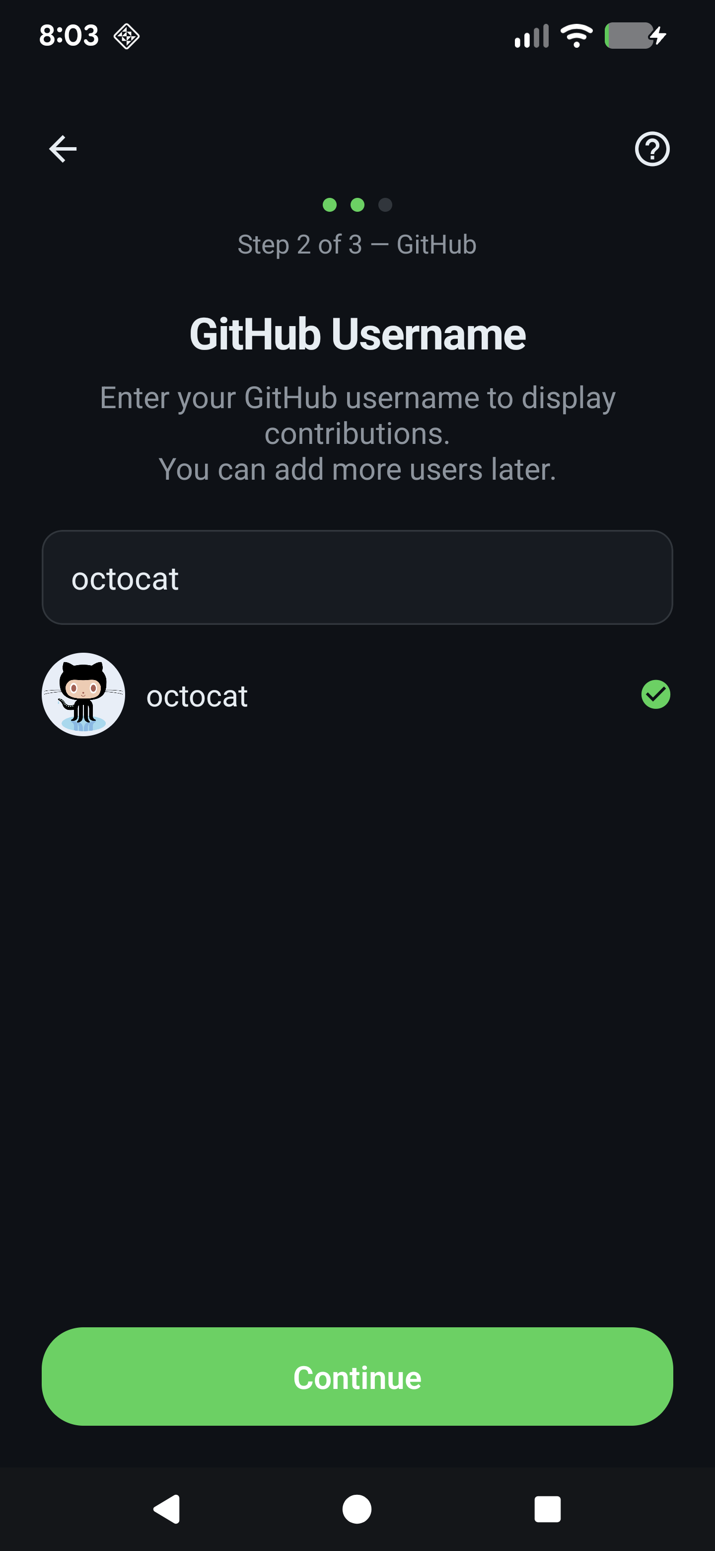 Username entry